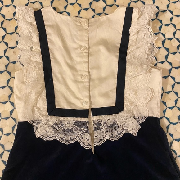 Janie and Jack Navy and White Dress with Lace Detail size 10 - Picture 6 of 7